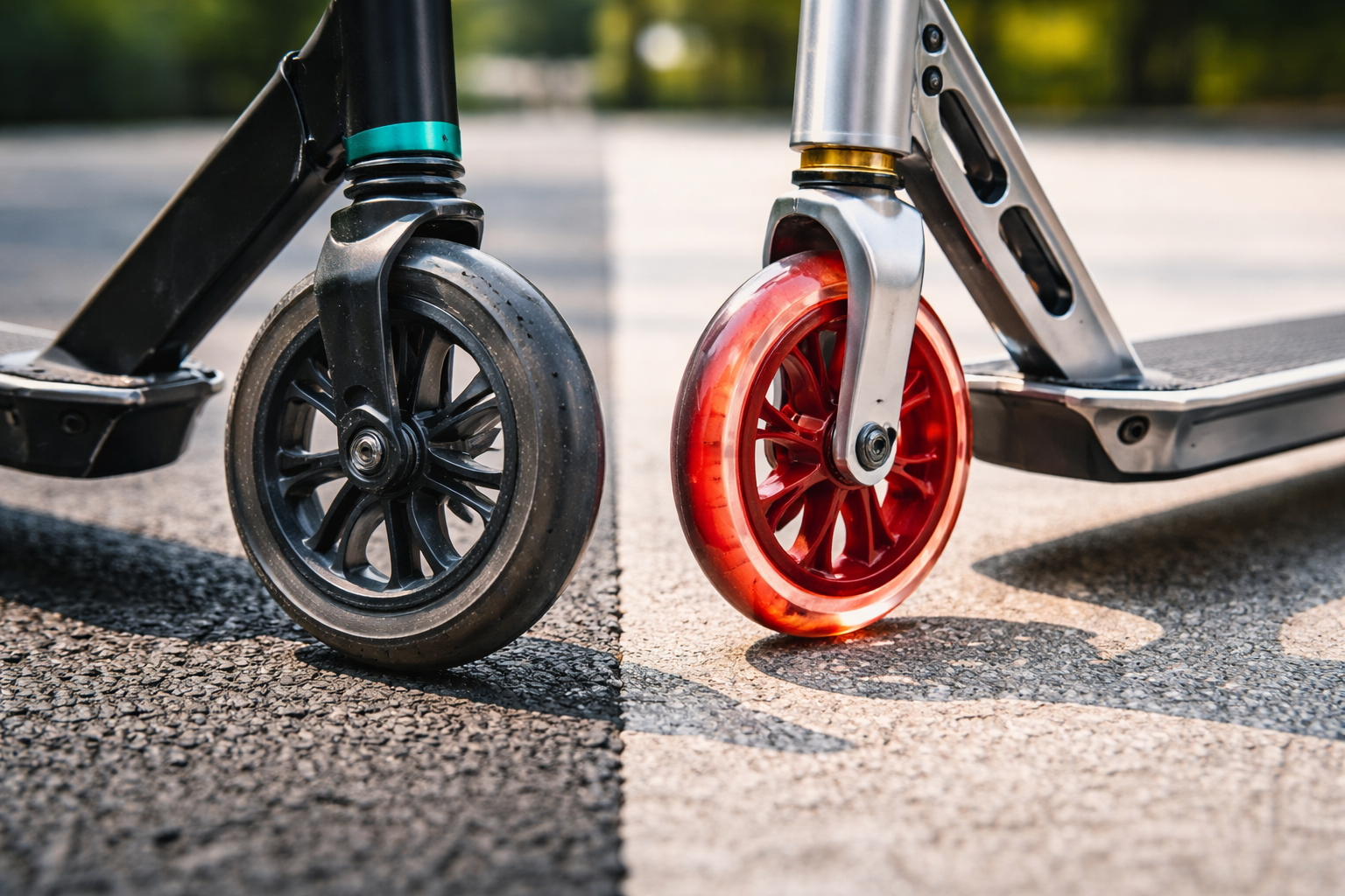 Skrejriteņa riteņi: gumijas vai poliuretāna?