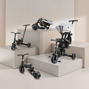 8in1 daudzfunkcionāls trīsritenis TOBI FOREST - pelēks