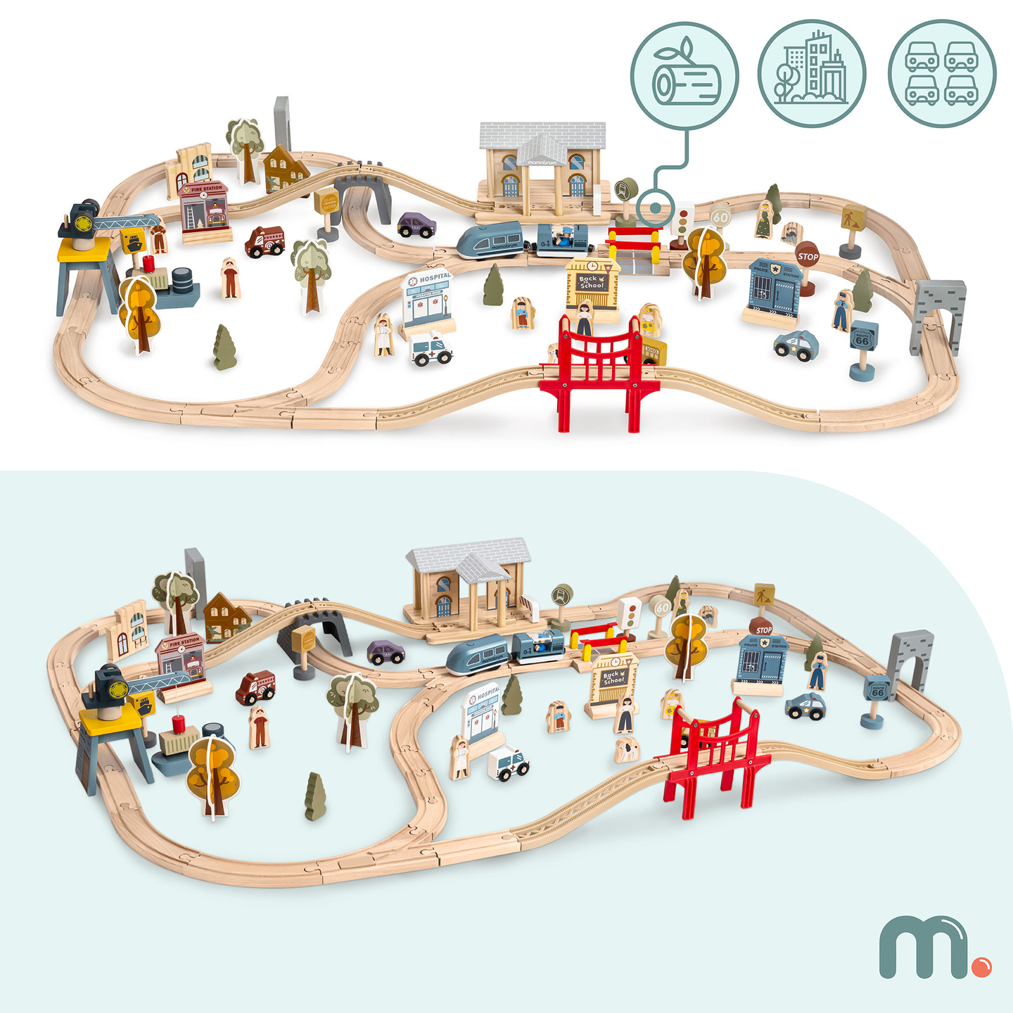 Koka pilsētas dzelzceļš ar elektrovilcienu - pārvietojamu celtni, kuģi, tiltiem