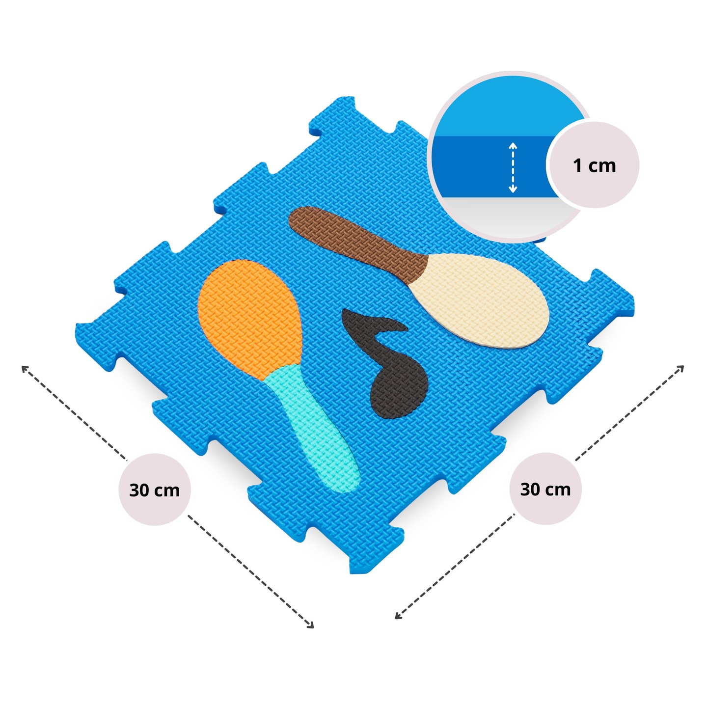 Izglītojošs putuplasta puzles paklājs 90 x 90 x 1cm - EVA putas - dizains: instrumenti