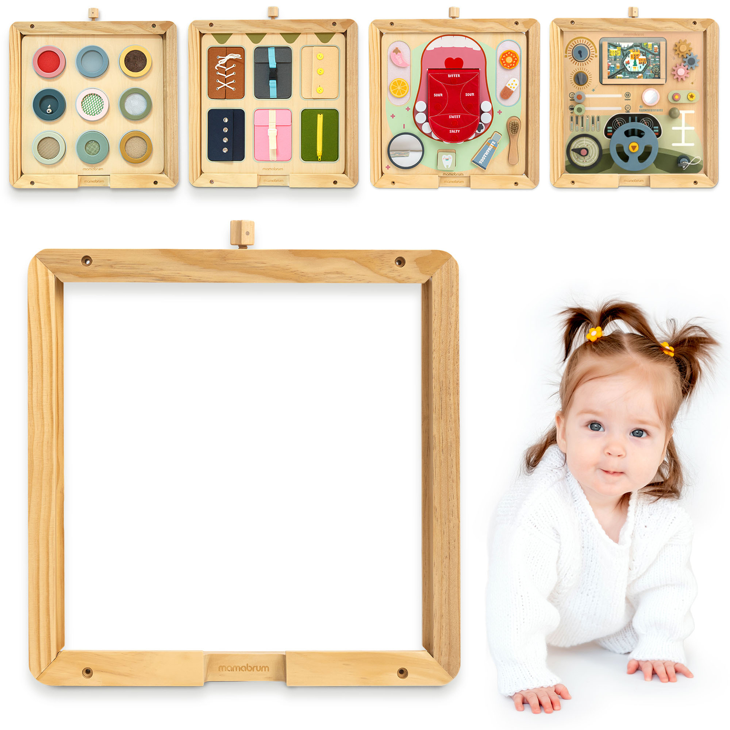 Koka sienas rāmis - Mamabrum izglītojošo tāfelīšu stiprināšanai