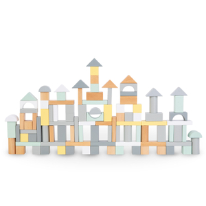 Pasteļu koka klucīši - 100 XL gabalu komplekts