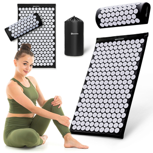 Akupresūras paklājiņš ar spilvenu un pārvalku - 72 cm HyperMotion melnbalts