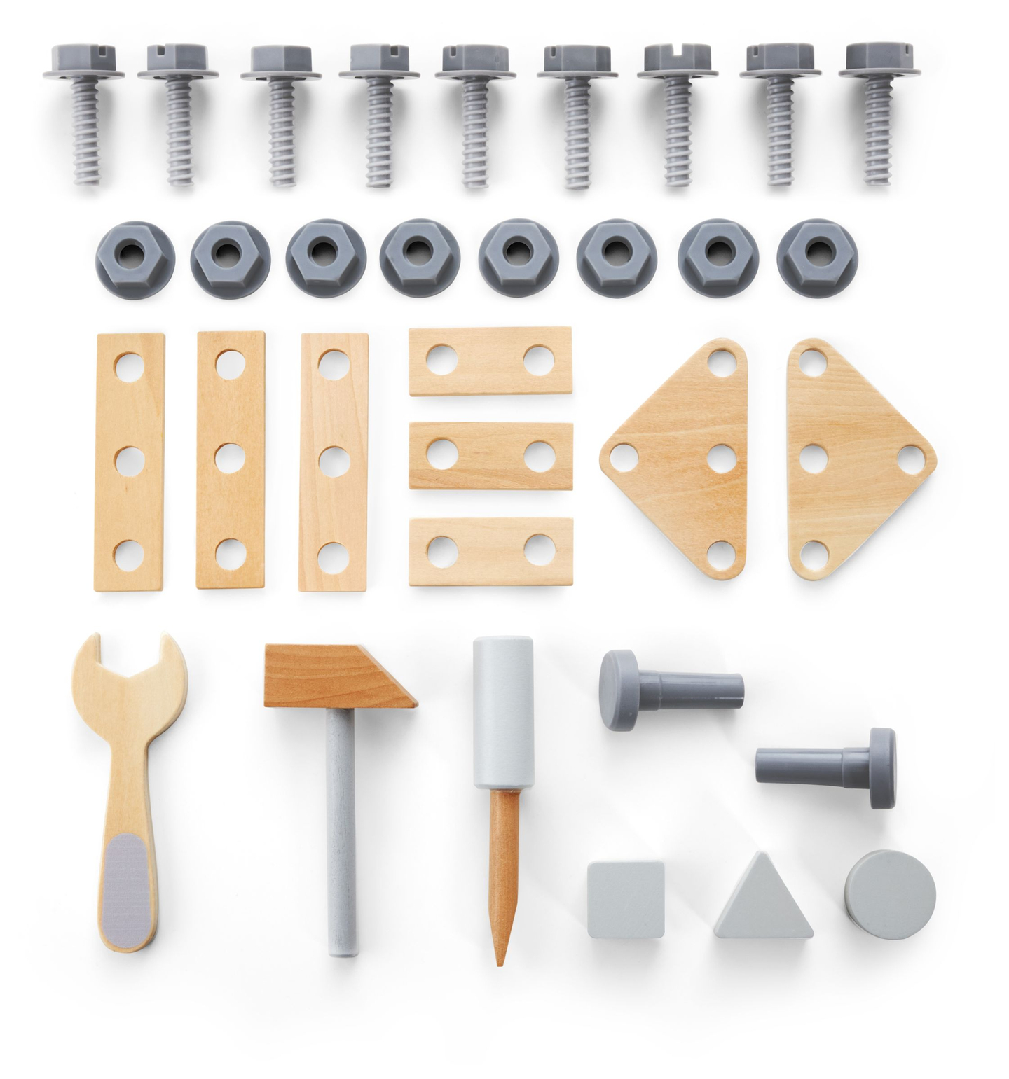Koka stūmējs, stūmējs + darbnīca 3-in-1 - 47 elementi