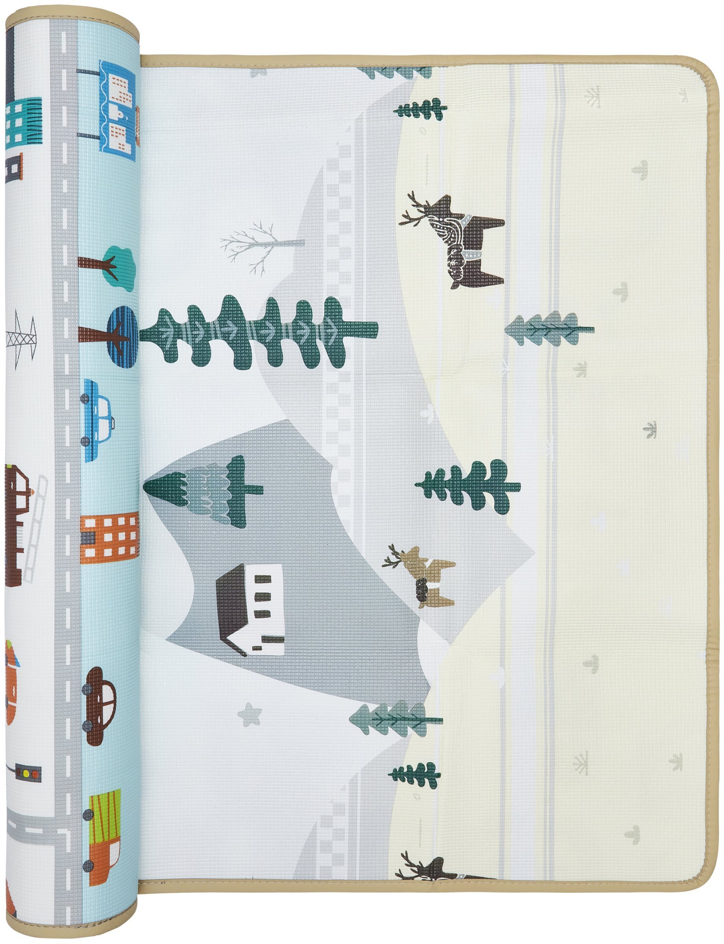 Abpusējs putuplasta paklājs - pasaku zeme / ziemas pilsēta