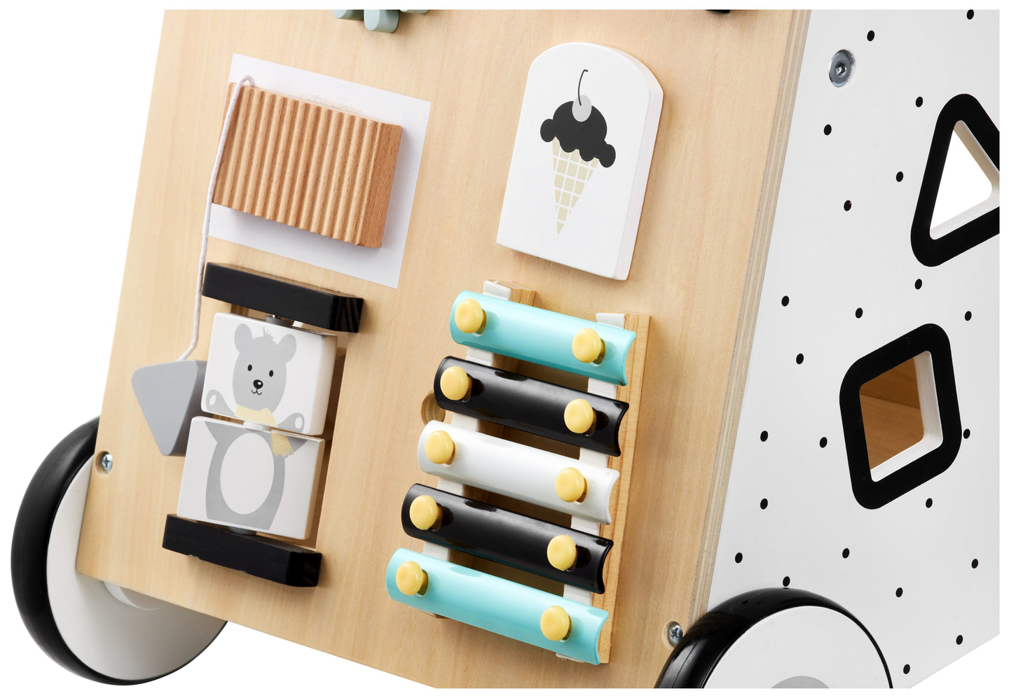 Koka, izglītojošs bērnu staigulītis / bērnu ratiņi - manipulatīvais dēlis