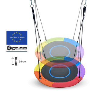 XL dārza rotaļu laukums bērniem ar stārķa ligzdas šūpolēm, kāpnēm un kāpšanas tīklu