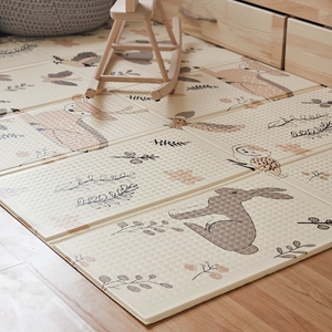 Divpusējs salokāms putuplasta paklājiņš 180 x 120 x 1cm - Magic Forest/Autumn Streets - boho