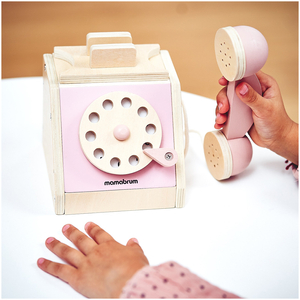 Retro koka telefons - pasteļrozā krāsā