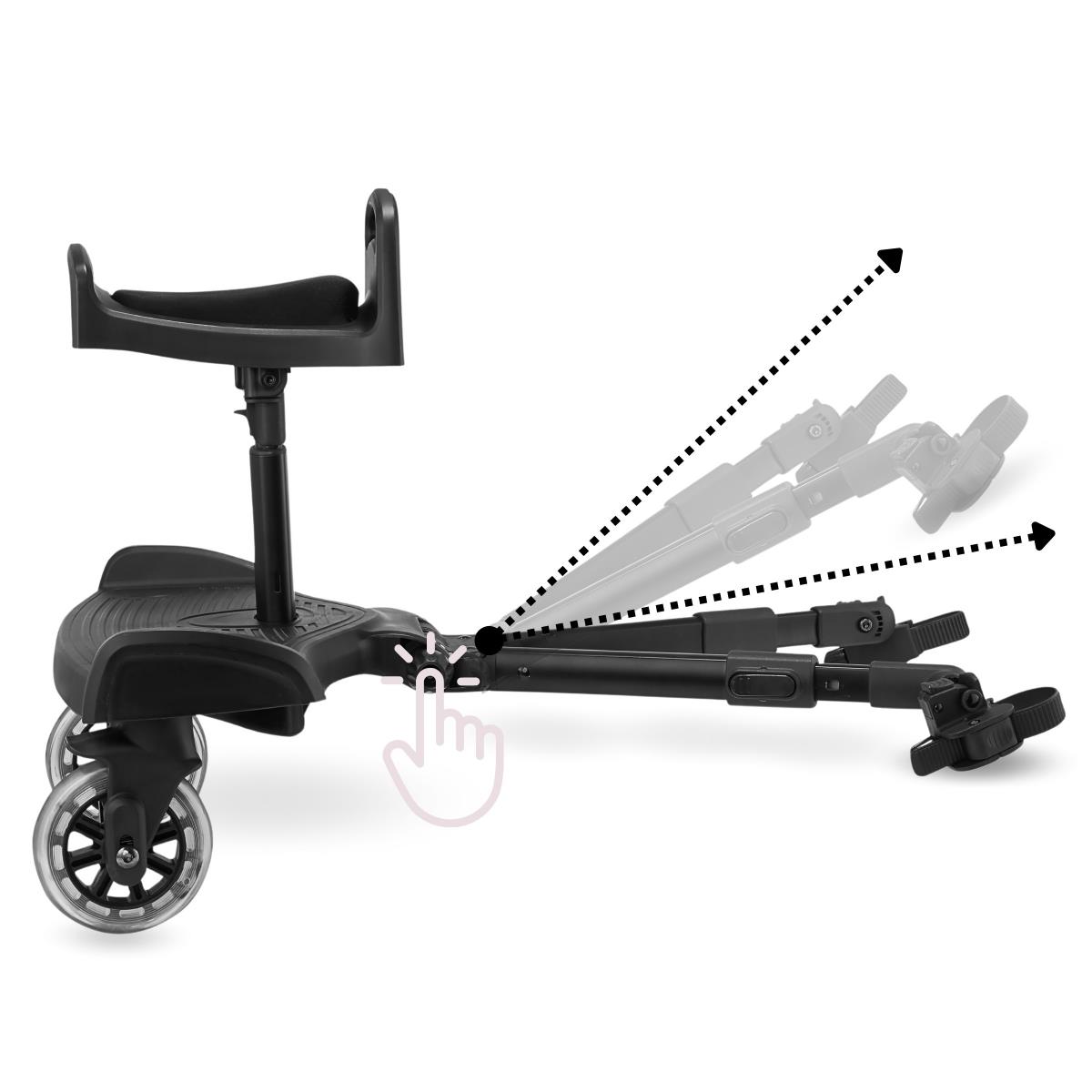 Bērnu ratiņu pagarinājums ar regulējamu sēdekli un universālu stiprinājuma sistēmu - Moby-System BUGGY2GO