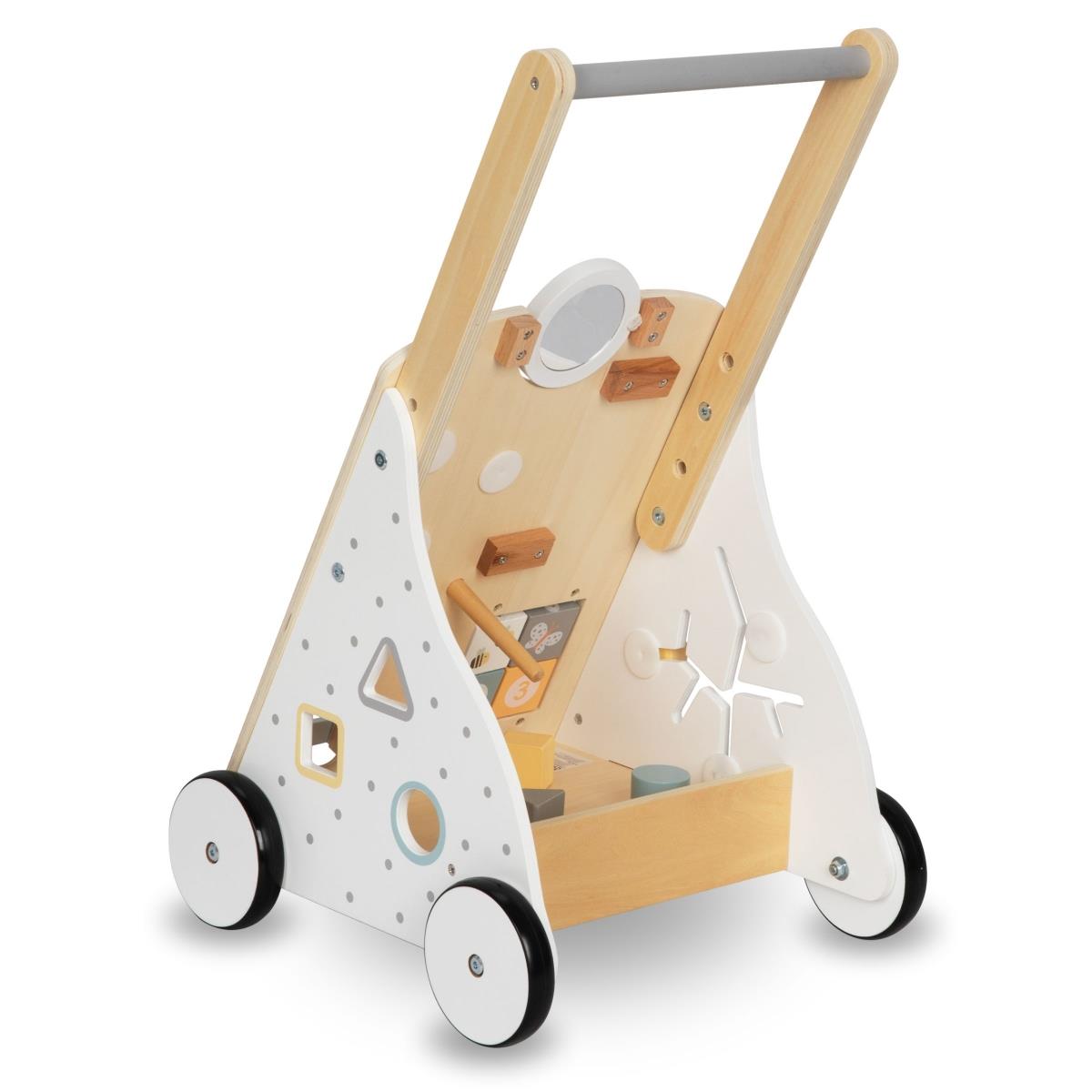 Izglītojoša koka staigule 8in1 / bērnu stūmējs - manipulatīvā tāfele