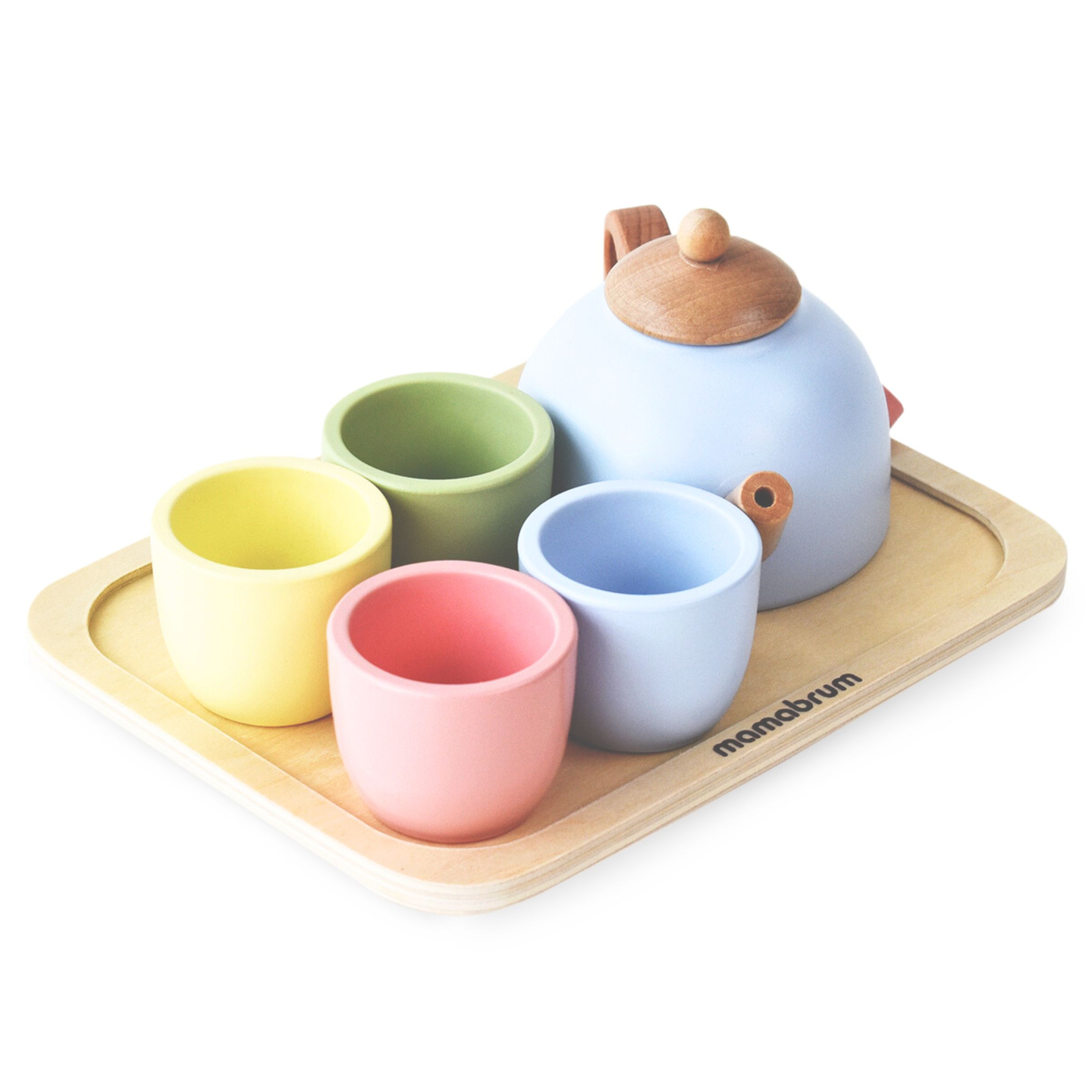 Koka tējas piederumu komplekts ar paplāti - 7 gab