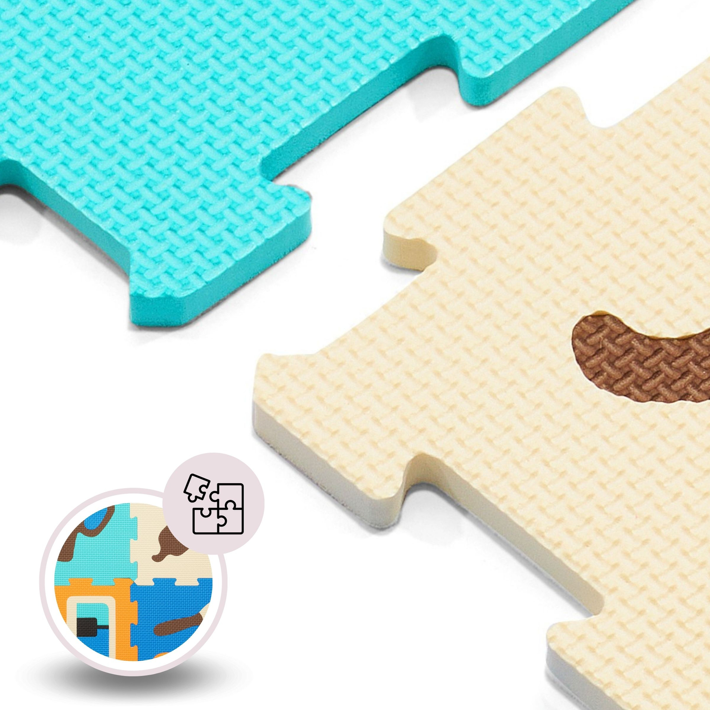 Izglītojošs putuplasta puzles paklājs 90 x 90 x 1cm - EVA putas - dizains: instrumenti