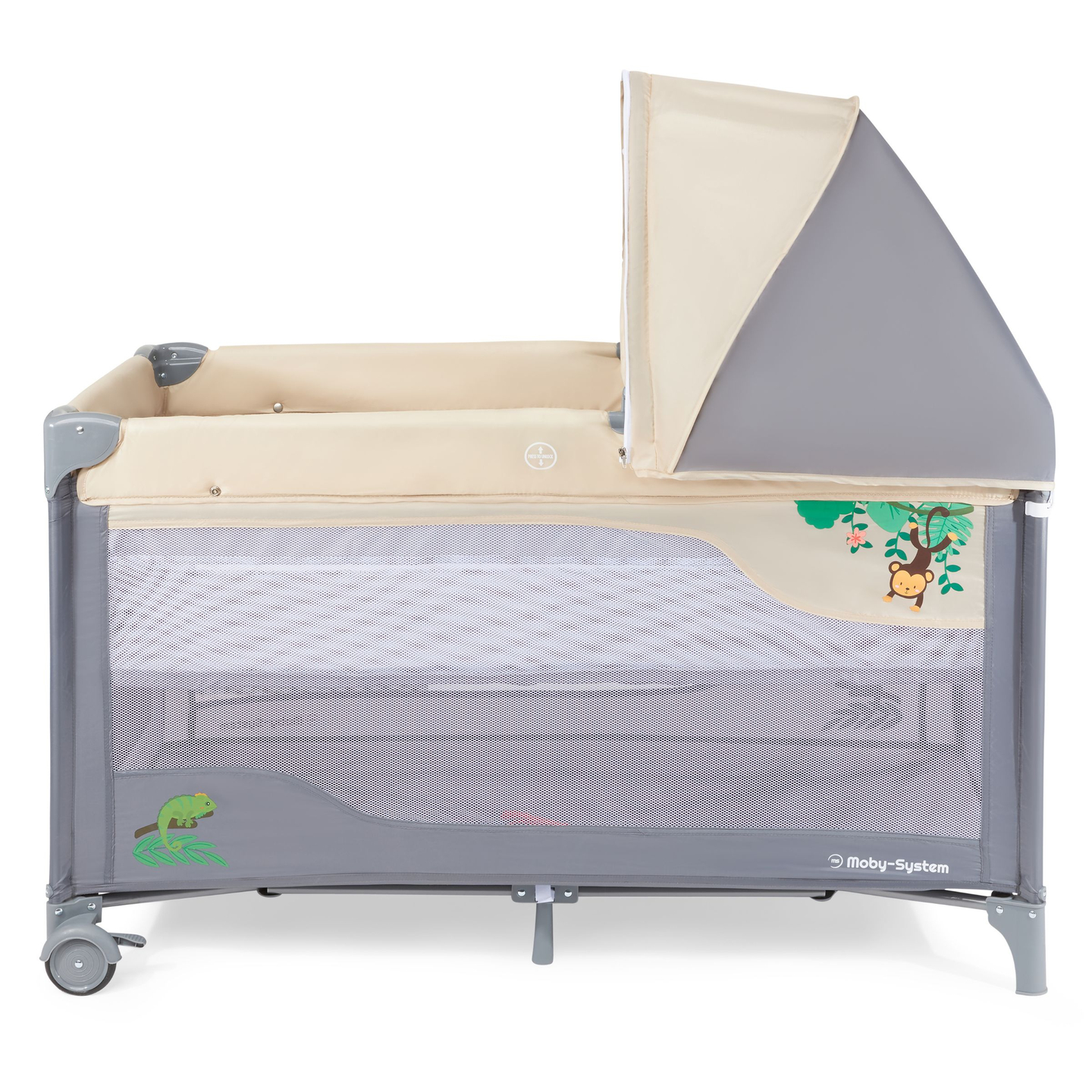 Ceļojumu gultiņa 0 - 36 m ar pārtinamo galdu + Moby-System HUXLEY sētiņa