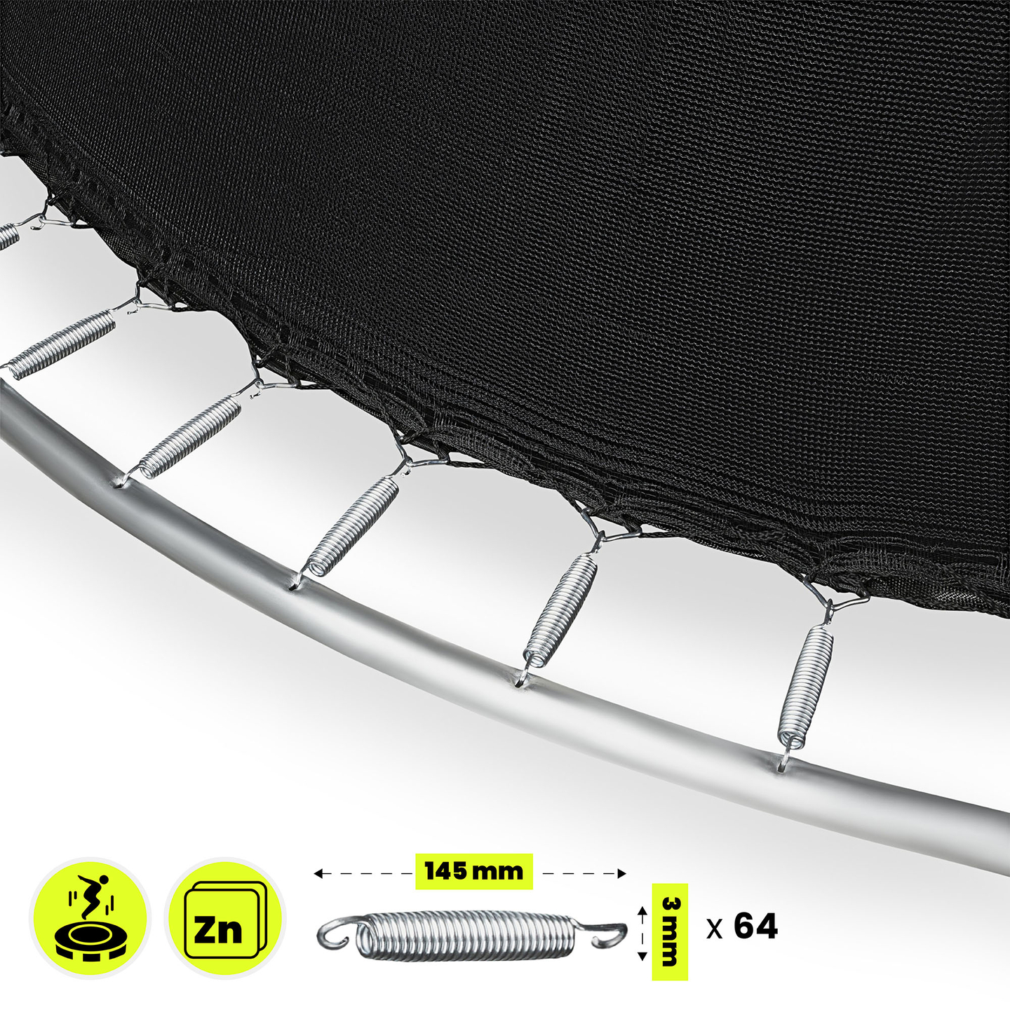 XXL dārza batuts bērniem HyperMotion - 366 cm 12FT - ar kāpnēm un iekšējo tīklu - mājai un dārzam - 150kg max