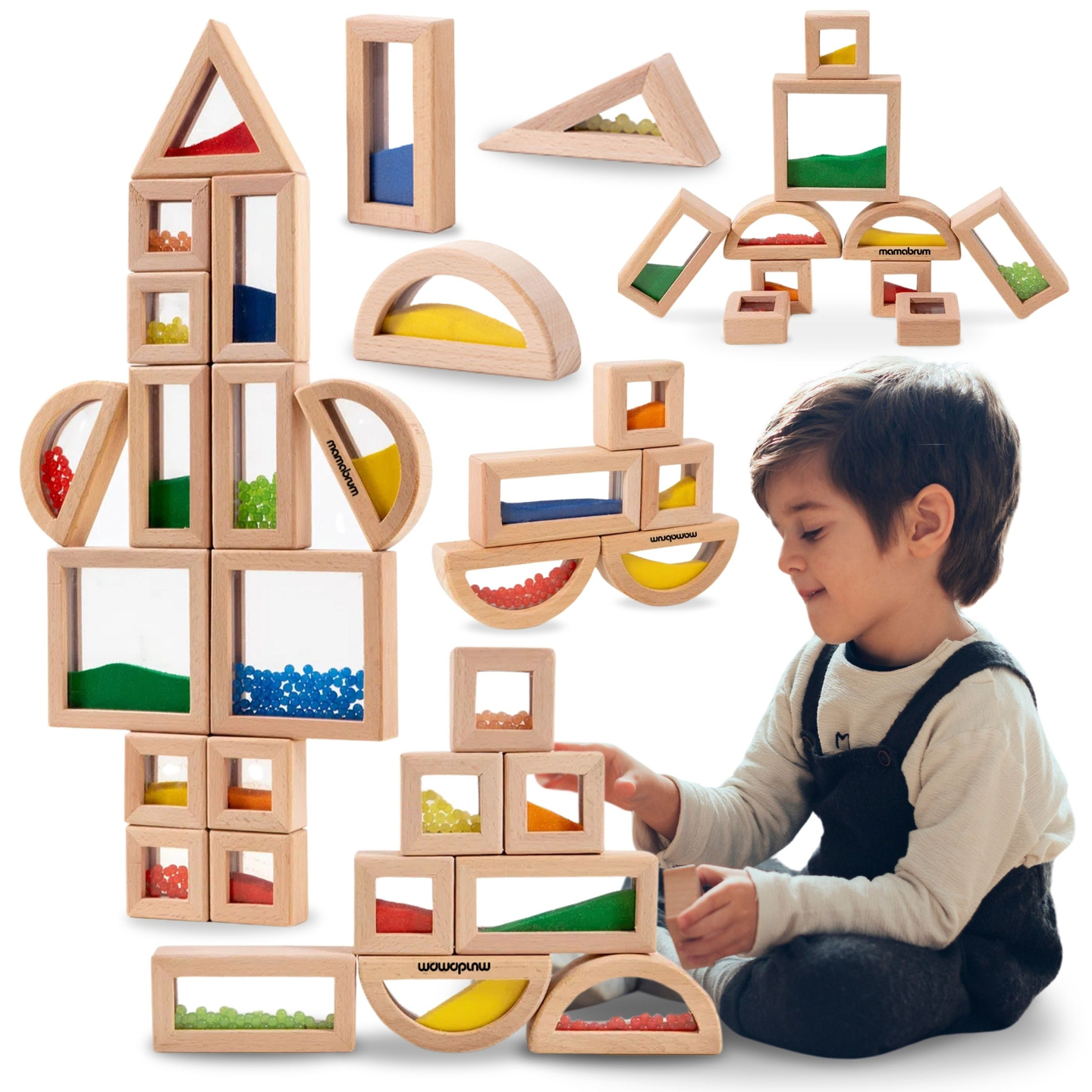 Koka sensoro klucīšu komplekts ar dažādiem pildījumiem - 15 gab