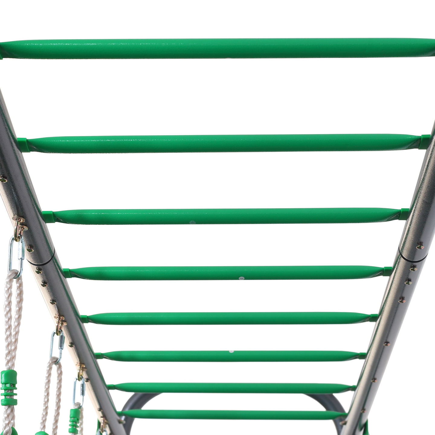 XXL tērauda dārza šūpoles - 2 sēdvietas, kāpnes, vingrošanas trapeces