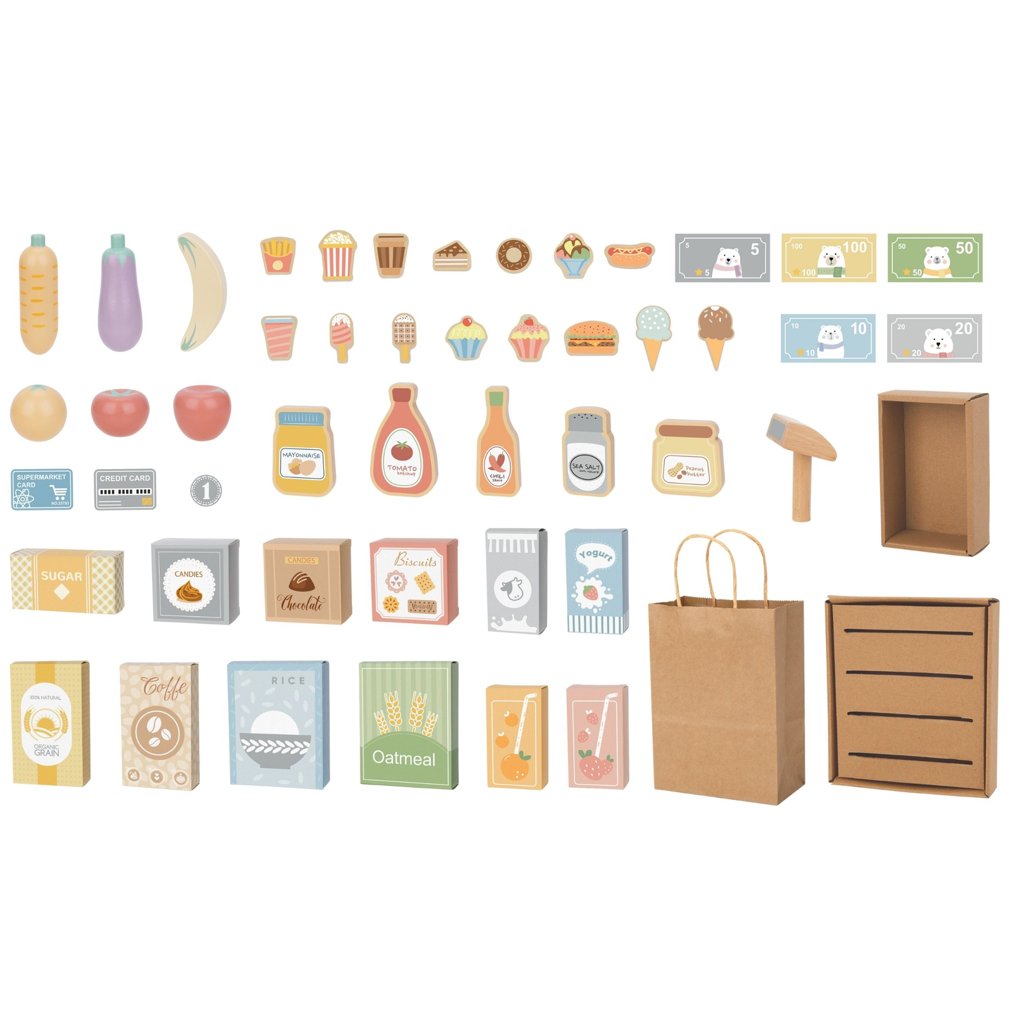 Koka dārzeņu tirgus - liels XXL stends, veikals ar spēļu kases aparātu