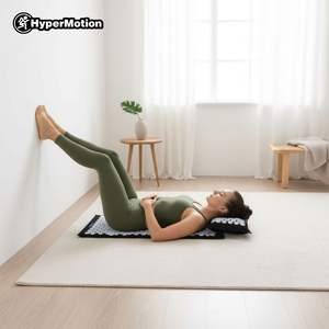 EKO lina akupresūras paklājiņš ar kokosriekstu šķiedru un griķu spilvenu – 68 cm HyperMotion melnbalts