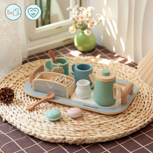 Liels koka tējas piederumu komplekts ar paplāti - 18 gab