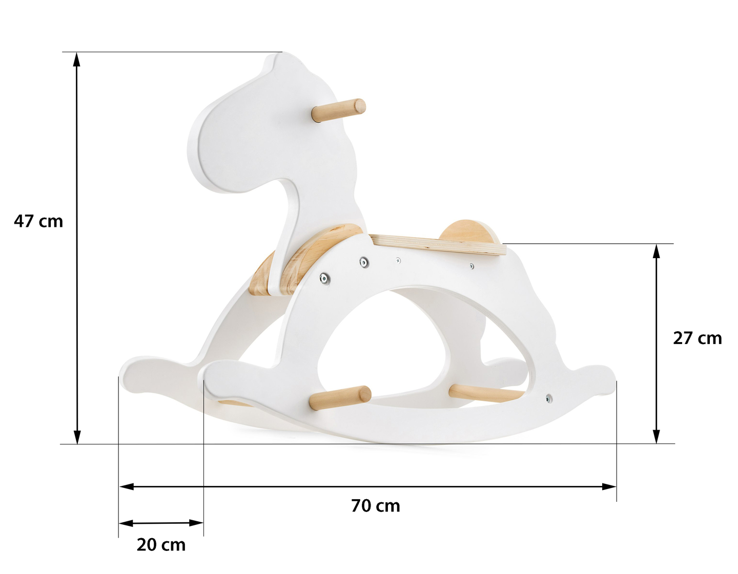 Koka šūpuļzirgs - balts - no 12 mēnešiem.