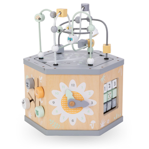 Interaktīvs 7-in-1 koka izglītojošais kubs - motoriskā cilpa