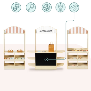 Liels koka bērnu veikals ar tāfeli - 91 detaļa iepirkšanās priekam!