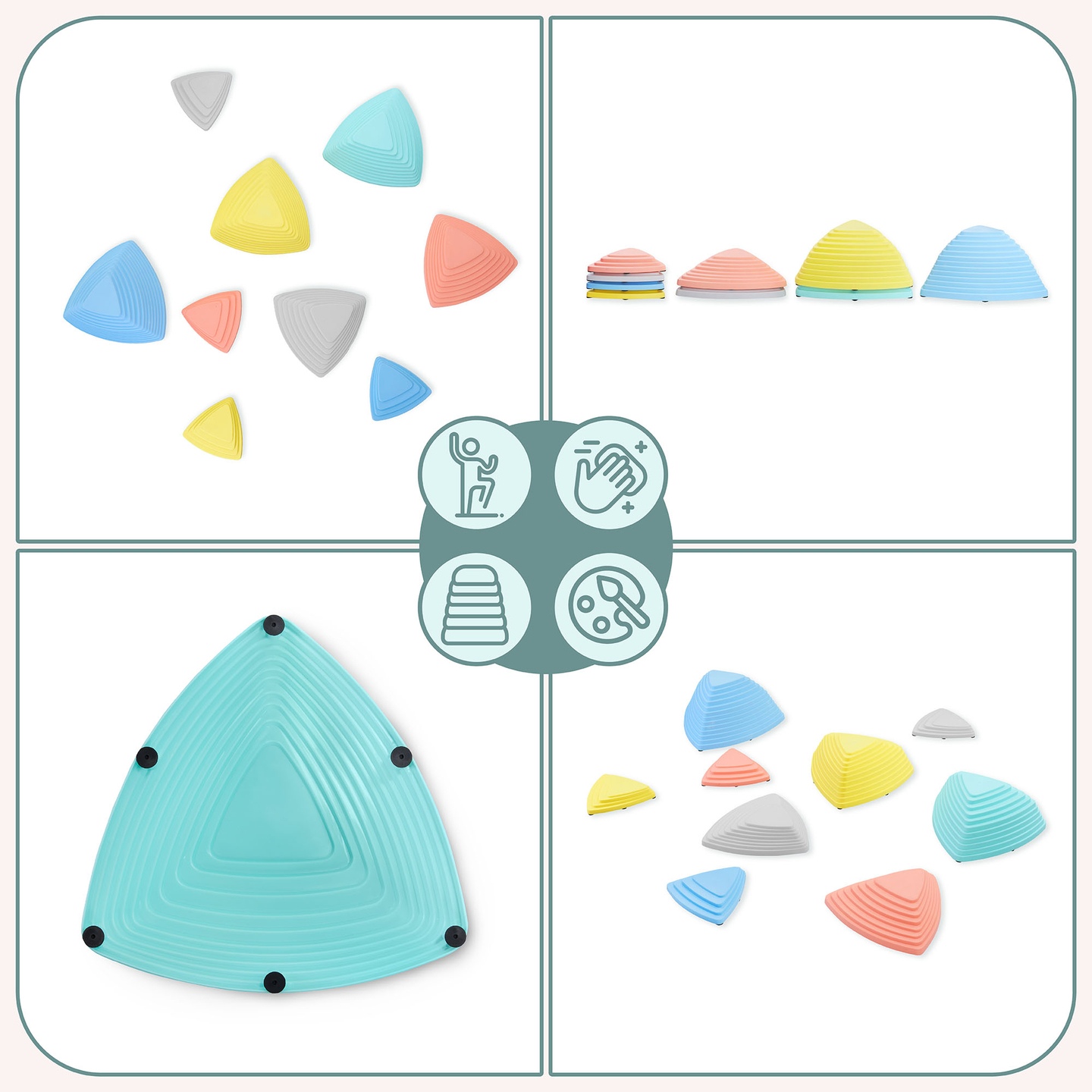 Krāsaini balansēšanas akmentiņi - 9 gab