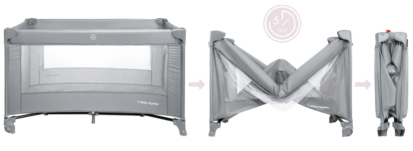 Happy Traveller BASIC ceļojumu gultiņa - pelēka