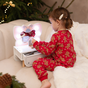 Koka mini tualetes galdiņš ar LED apgaismojumu - Butterfly