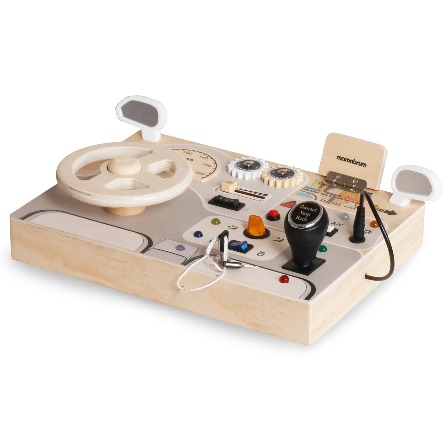 Montessori koka spēļu dēlis maziem bērniem - automašīnas instrumentu panelis