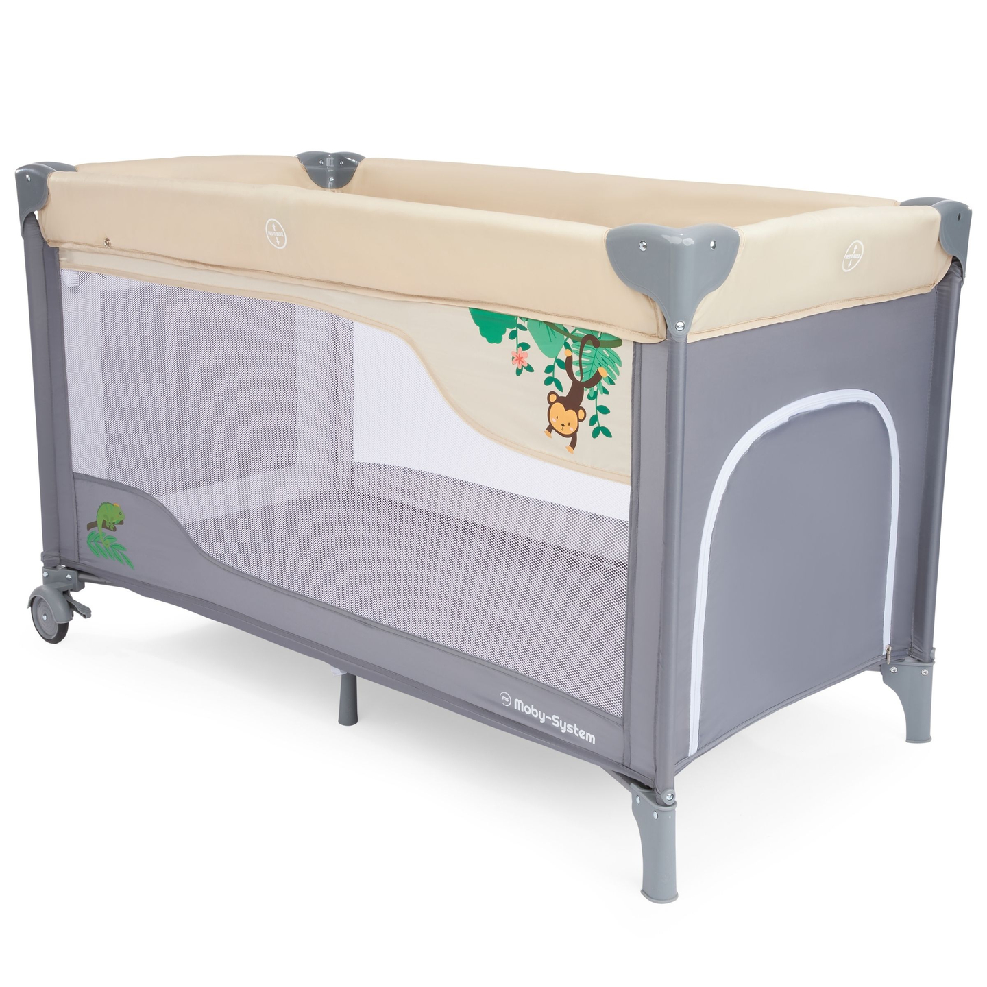 Ceļojumu gultiņa 0 - 36 m ar pārtinamo galdu + Moby-System HUXLEY sētiņa