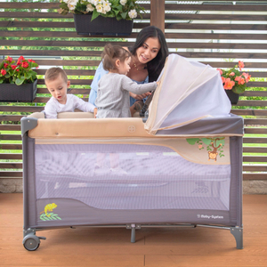 Ceļojumu gultiņa 0 - 36 m ar pārtinamo galdu + Moby-System HUXLEY sētiņa