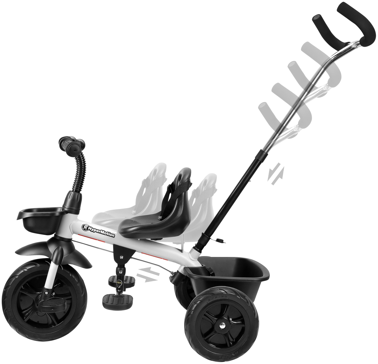 HyperMotion TOBI VECTOR trīsritenis - mūžīgie piepūšamie riteņi + stūres stienis. Krāsa: gaiši pelēka.