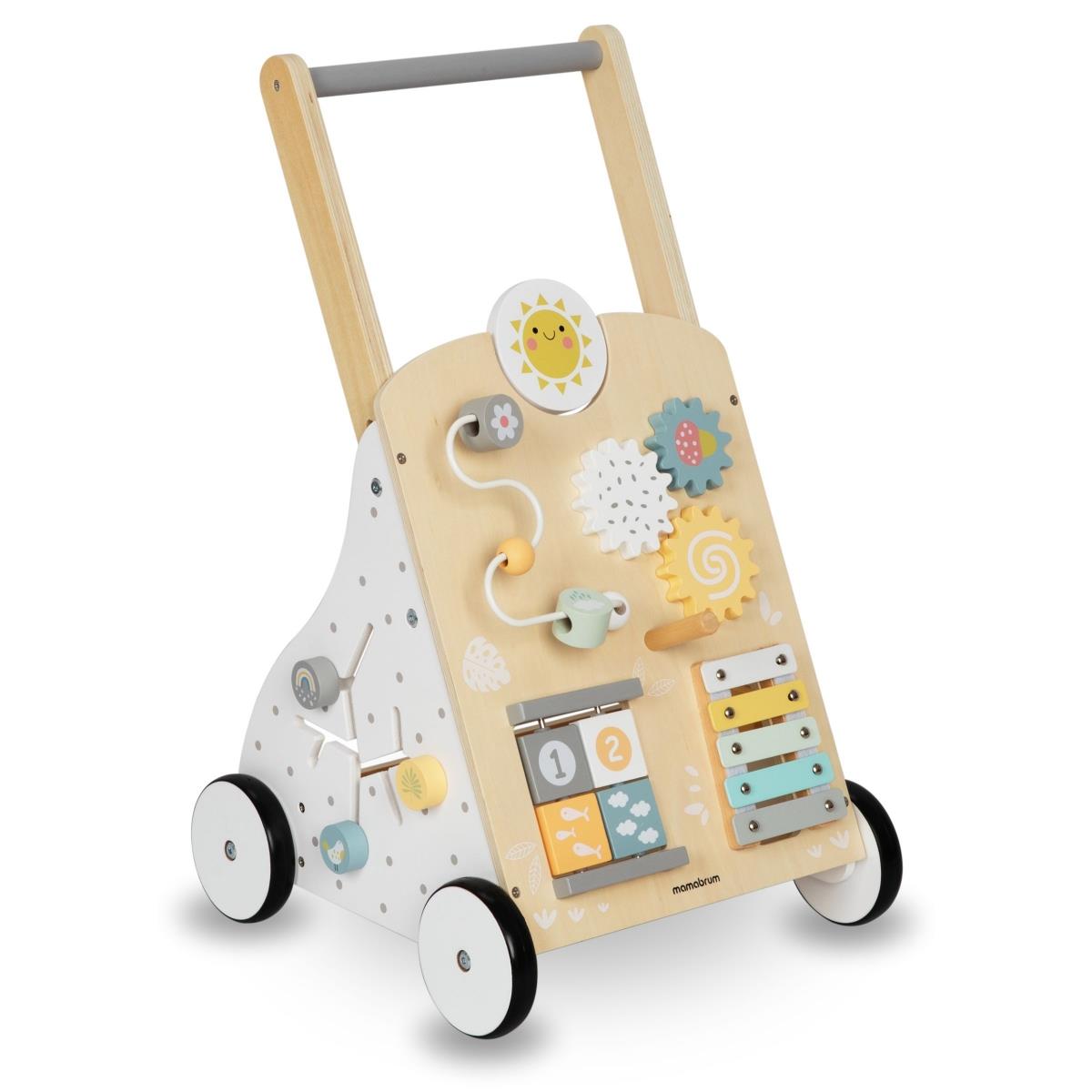 Izglītojoša koka staigule 8in1 / bērnu stūmējs - manipulatīvā tāfele