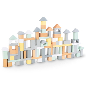 Pasteļu koka klucīši - 100 XL gabalu komplekts