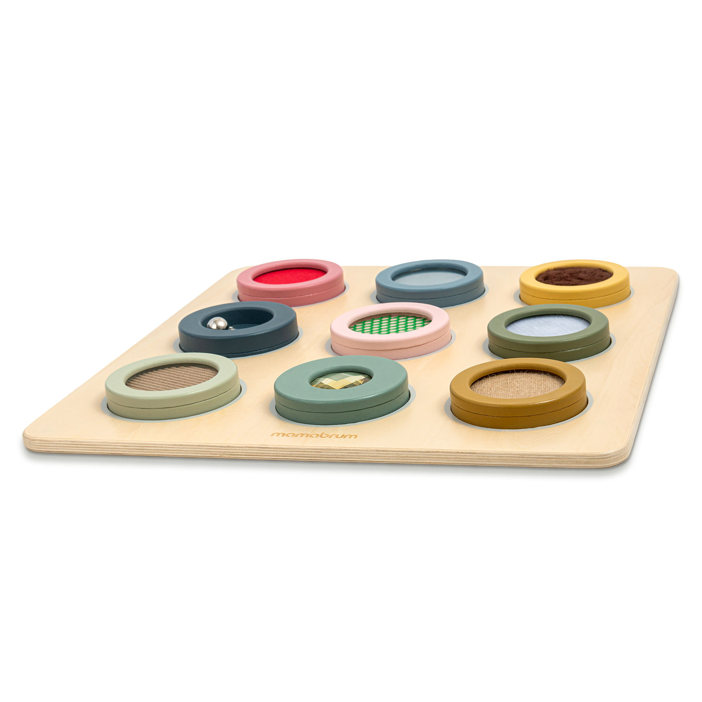 Koka Montessori sensoriskā tāfele – 9 tekstūras taustes maņas atklāšanai un attīstīšanai