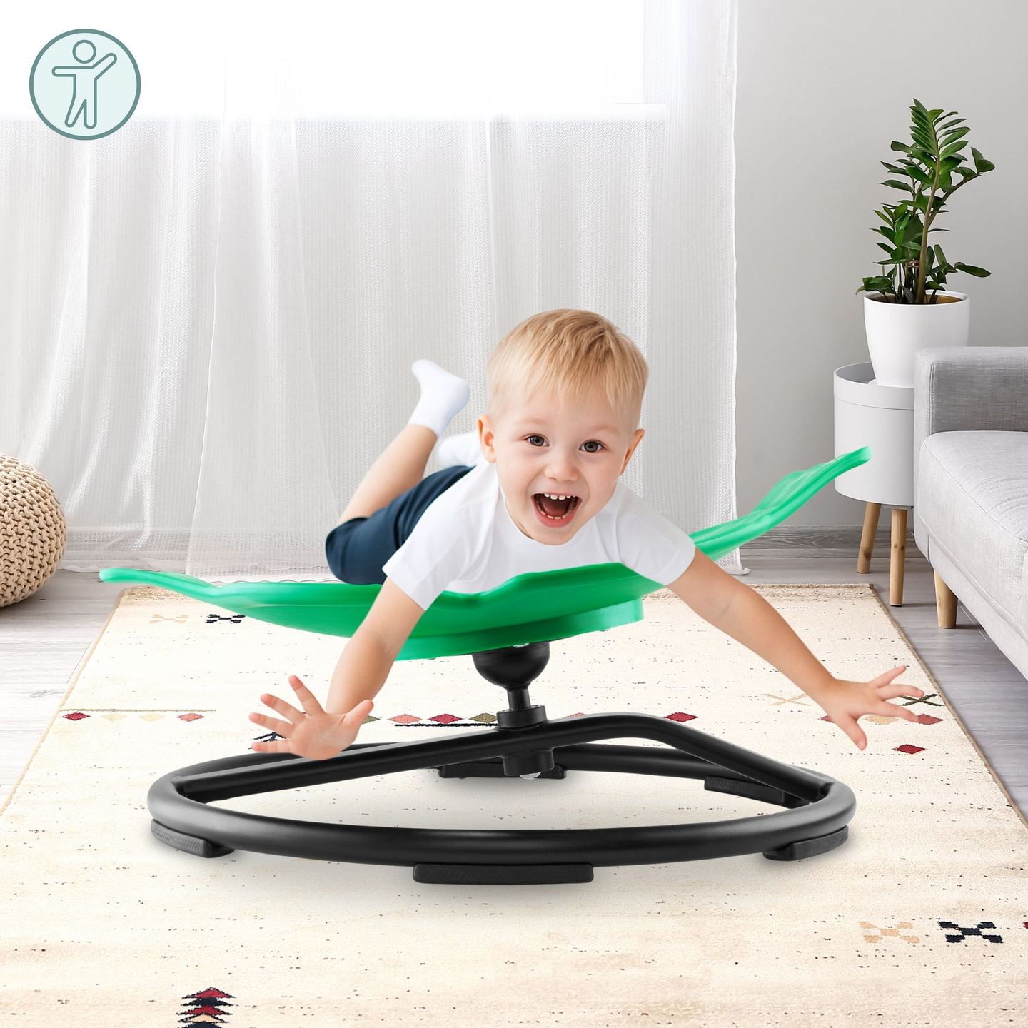 Mini bērnu karuselis Zivis - zaļa krāsa