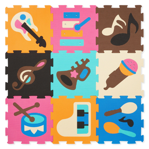 Izglītojošs putuplasta puzles paklājs 90 x 90 x 1cm - EVA putas - dizains: instrumenti