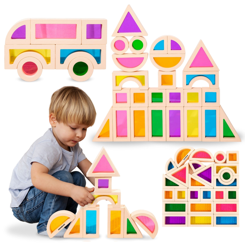 Varavīksnes koka klucīši - 25 elementi