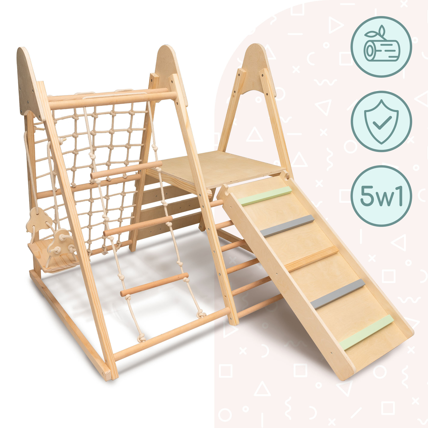 Koka mājas rotaļu laukums XL 5in1