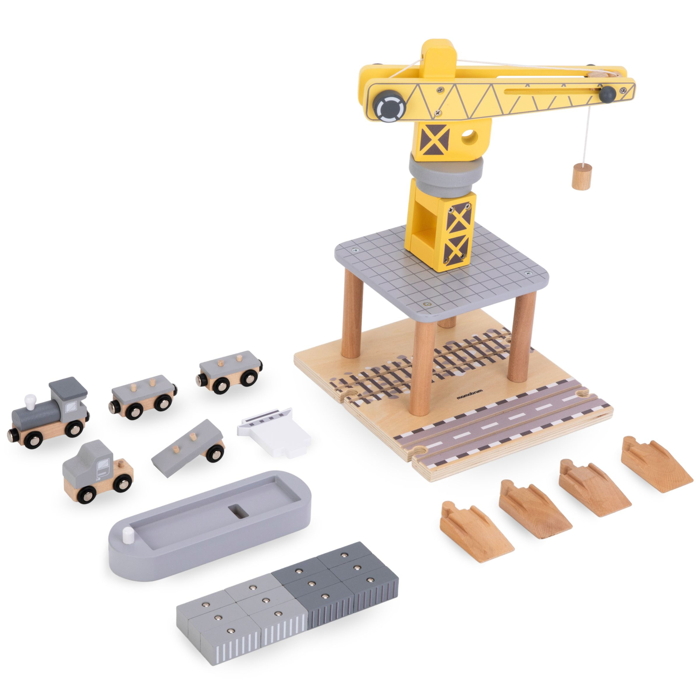 Mobilais ostas celtnis ar magnētisko vinču un piederumiem - koka komplekts