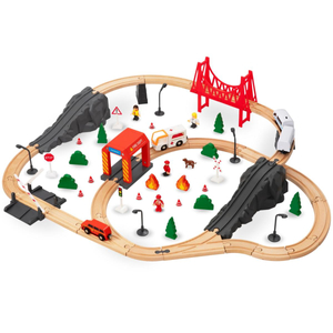 Koka vilciens, ar akumulatoru darbināms vilciens - Ugunsdzēsēji, sliedes, automašīnas, tilti, barjera