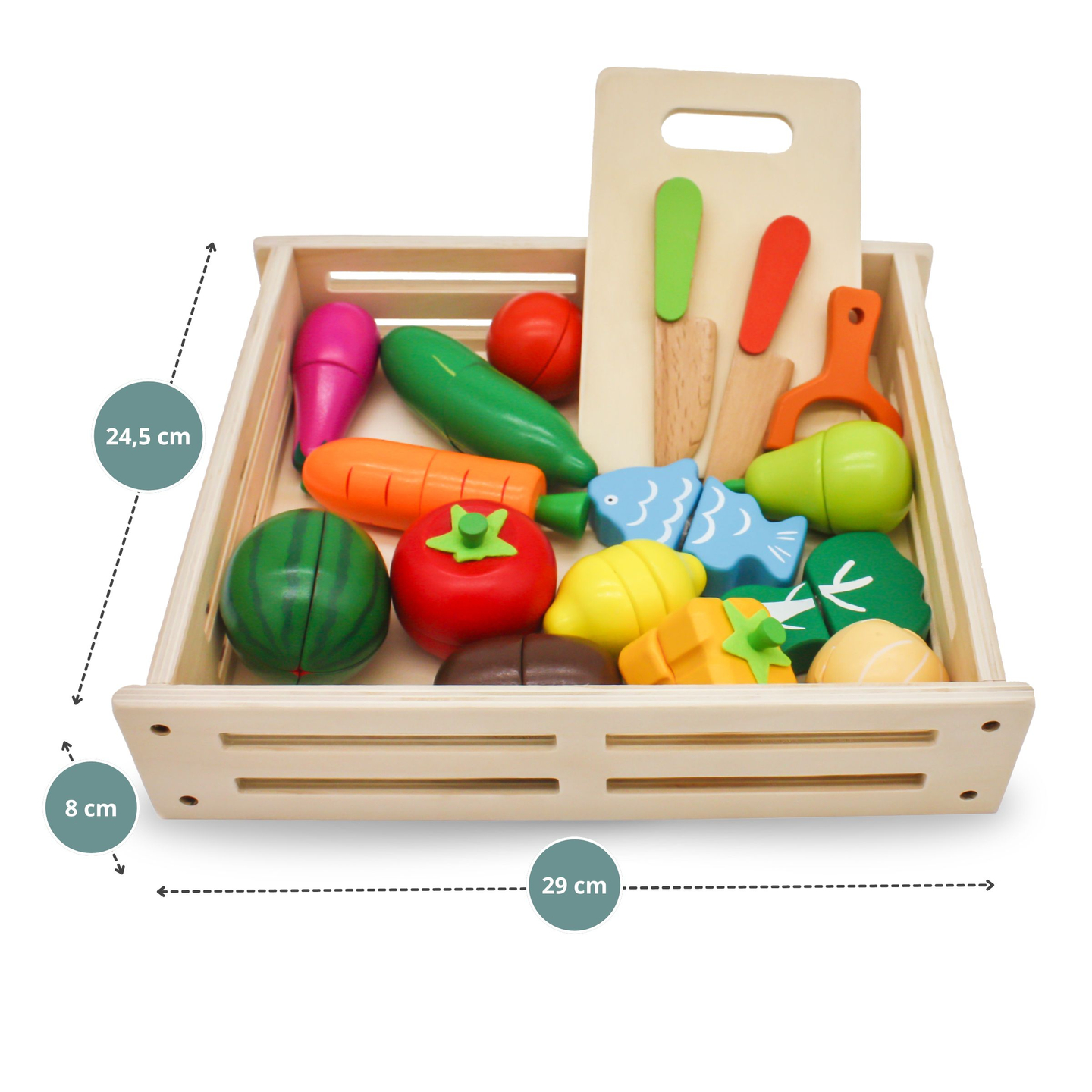 Koka augļi un dārzeņi griešanai