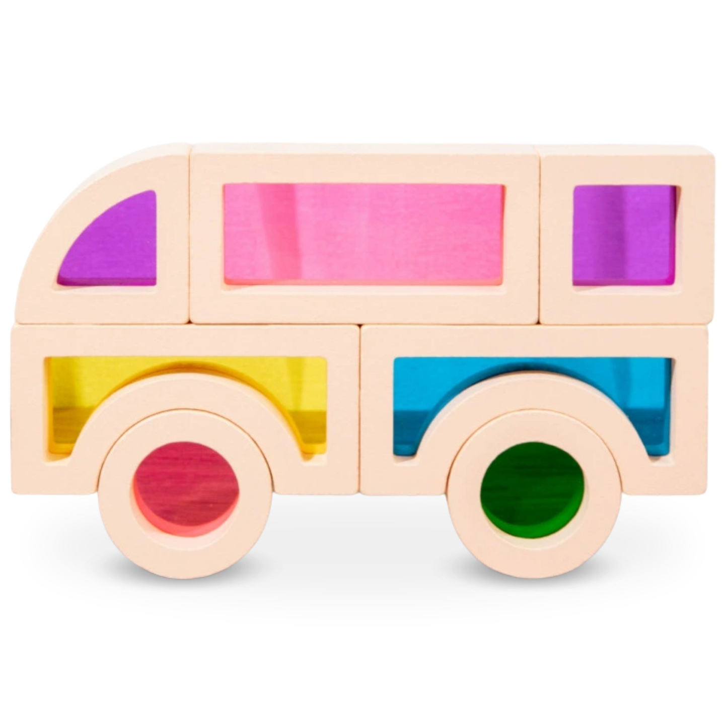 Varavīksnes koka klucīši - 25 elementi