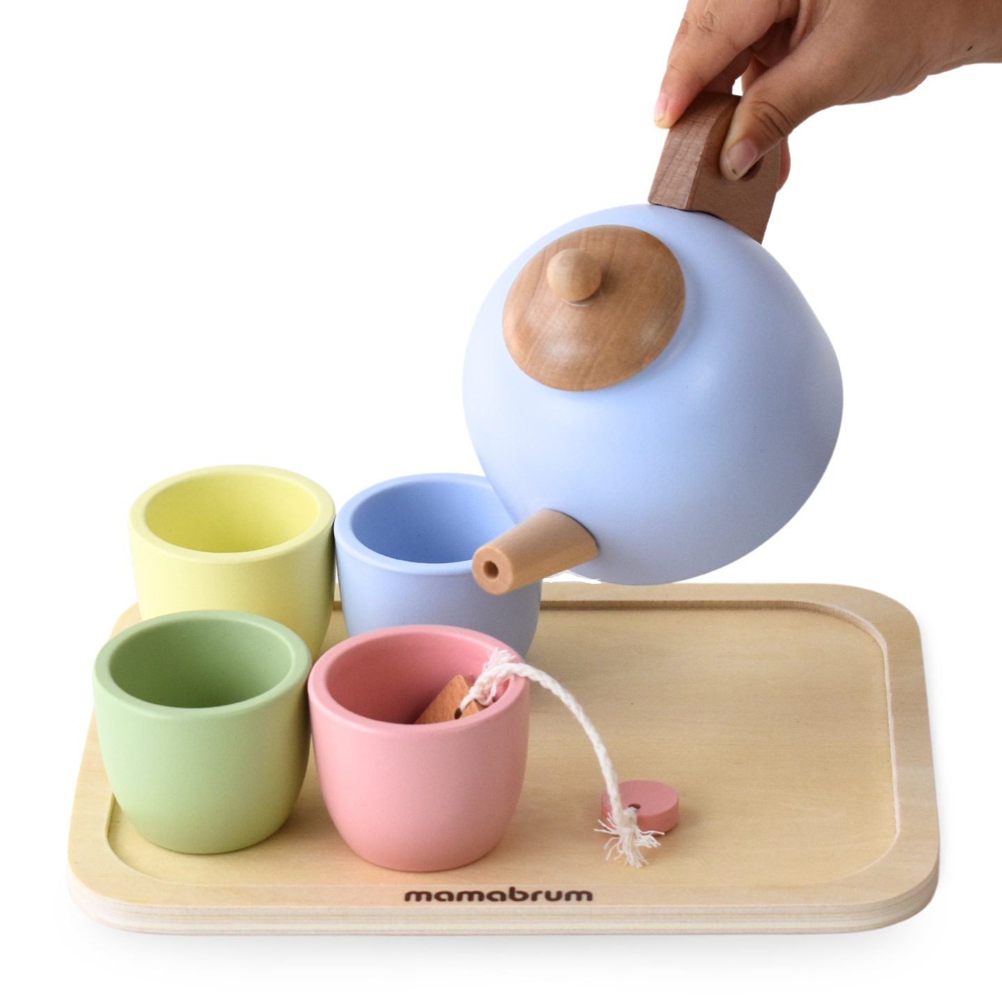 Koka tējas piederumu komplekts ar paplāti - 7 gab