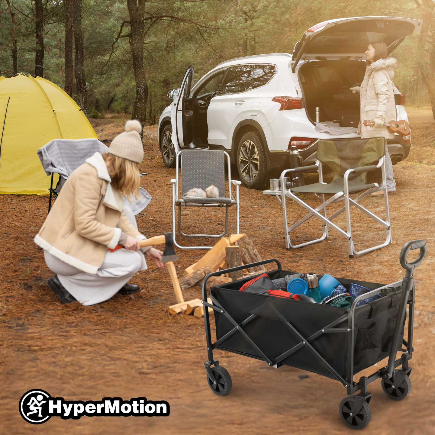 HyperMotion saliekamais pludmales ratiņkrēsls - melns, 80 kg