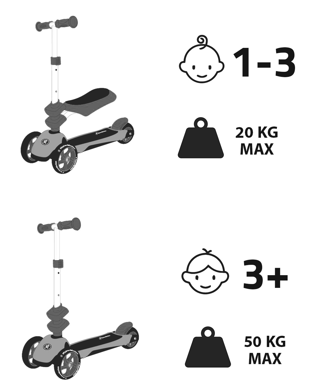HyperMotion 3in1 līdzsvara trīsritenis - zils
