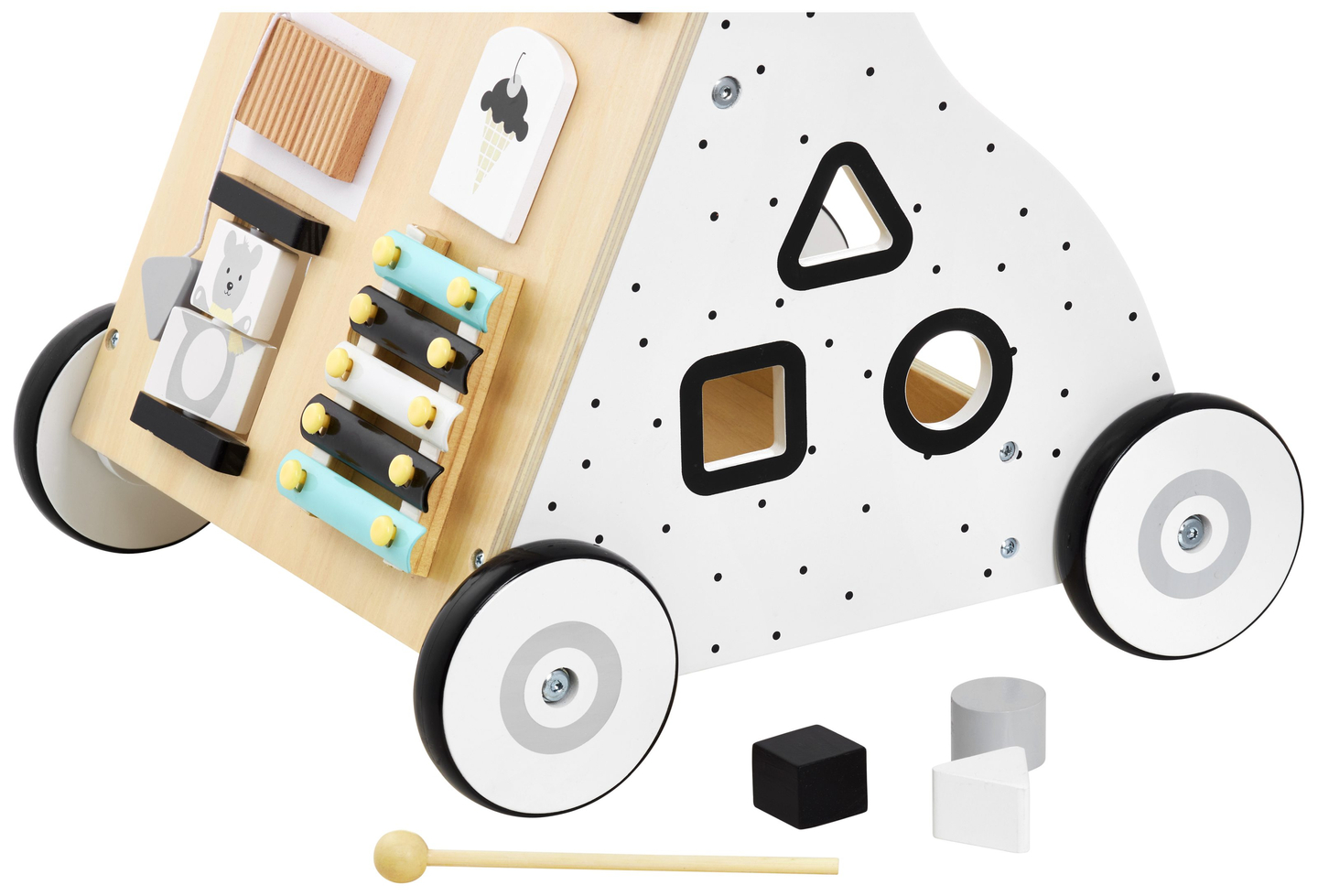 Koka, izglītojošs bērnu staigulītis / bērnu ratiņi - manipulatīvais dēlis