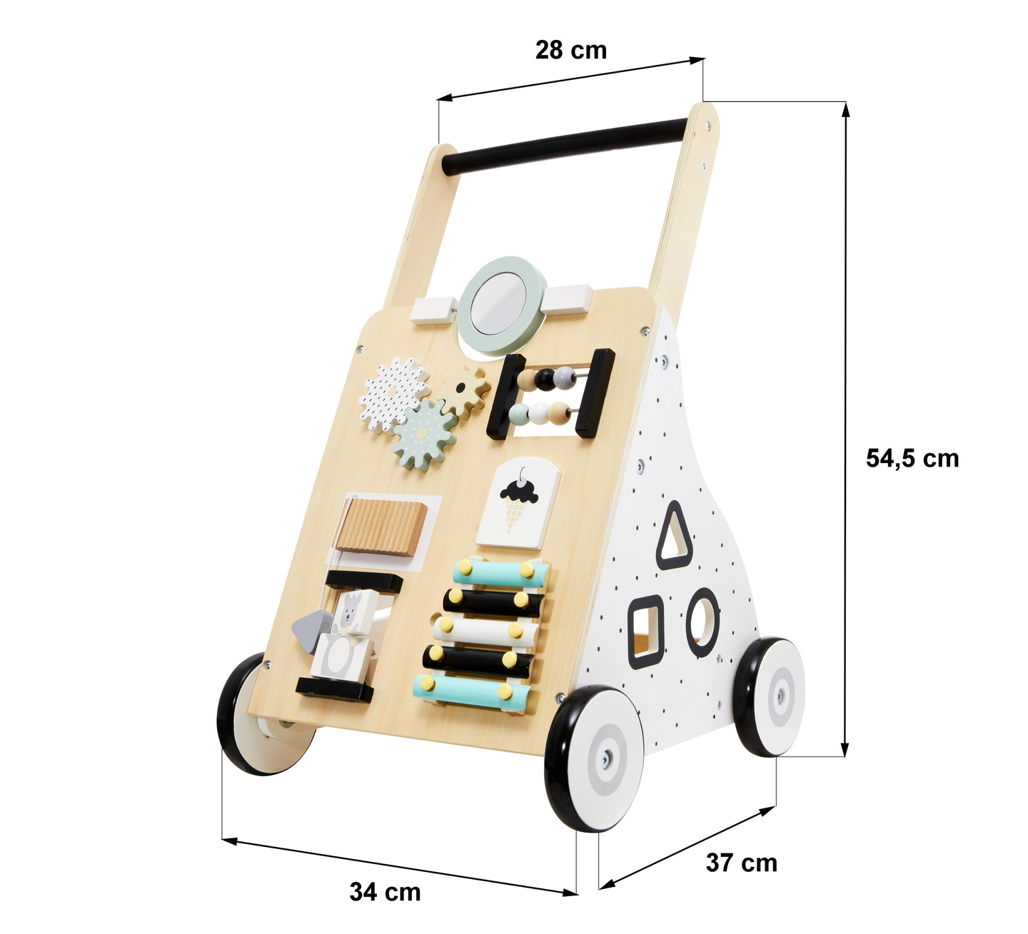 Koka, izglītojošs bērnu staigulītis / bērnu ratiņi - manipulatīvais dēlis